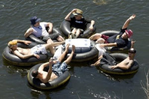 Rafters enjoying a river float